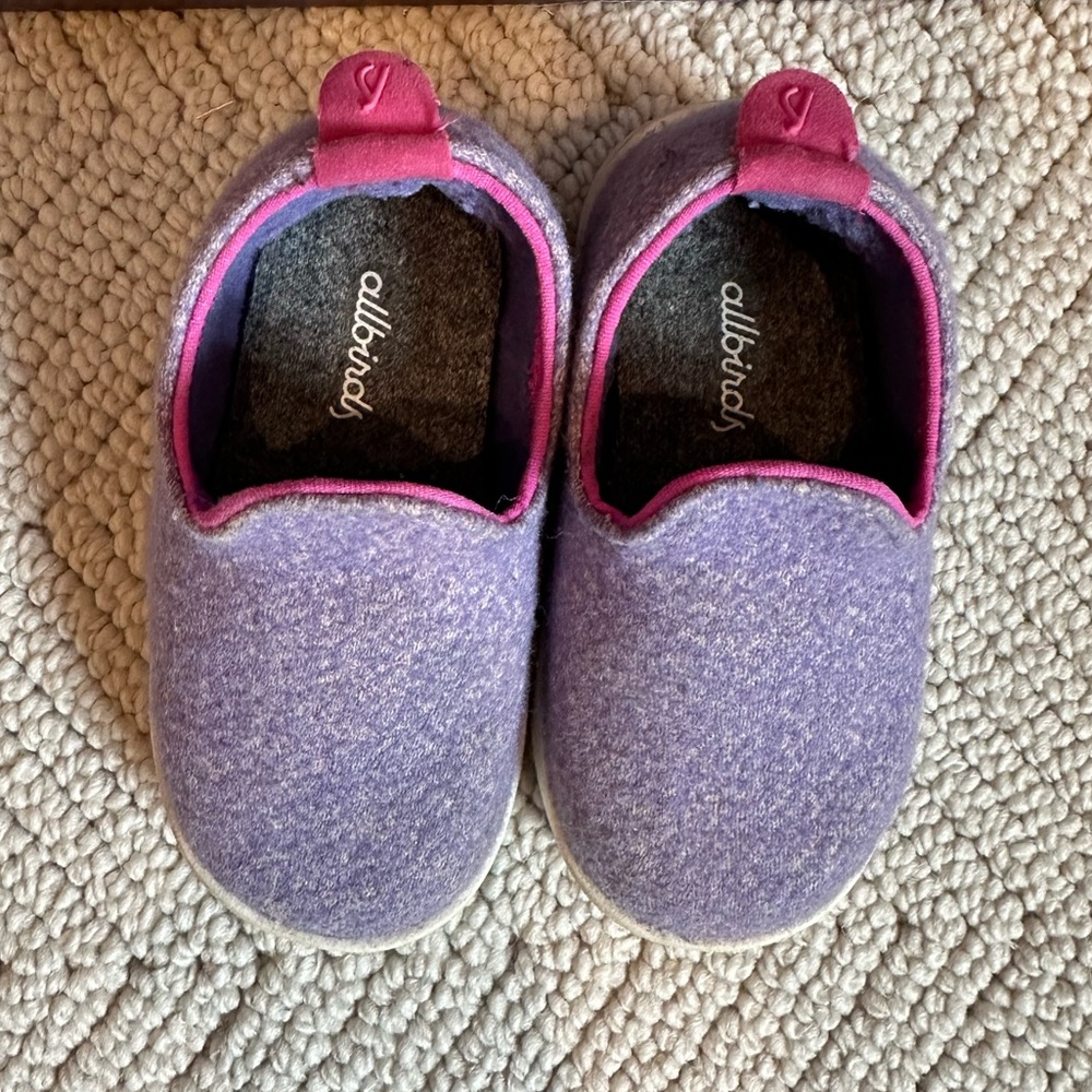 Smallbirds 5T pink/purple slip on wool loungers